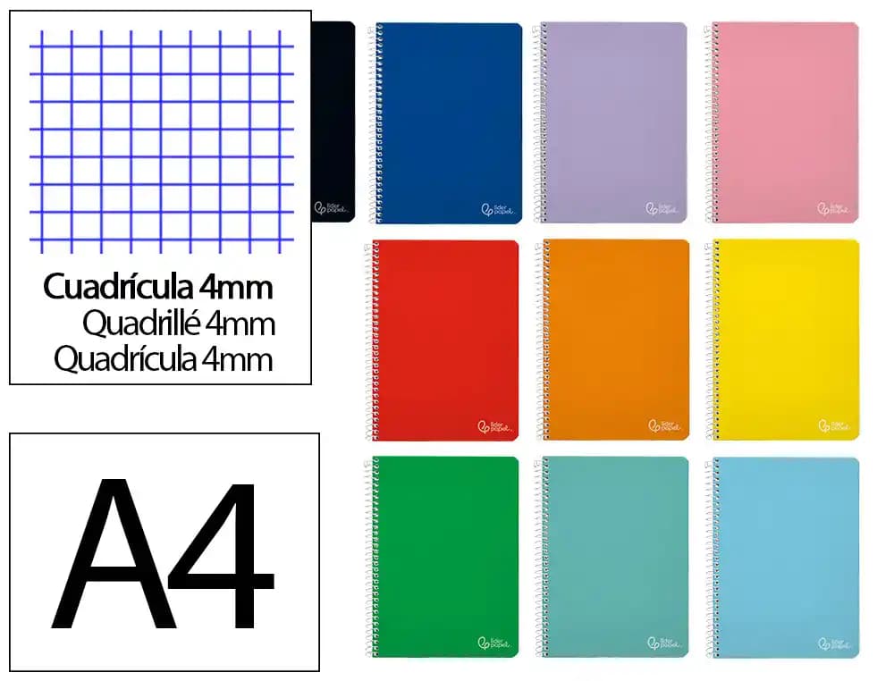 Liderpapel Cuaderno espiral liderpapel witty tapa dura 80h 90gr cuadro 4mm con margen colores surtidos