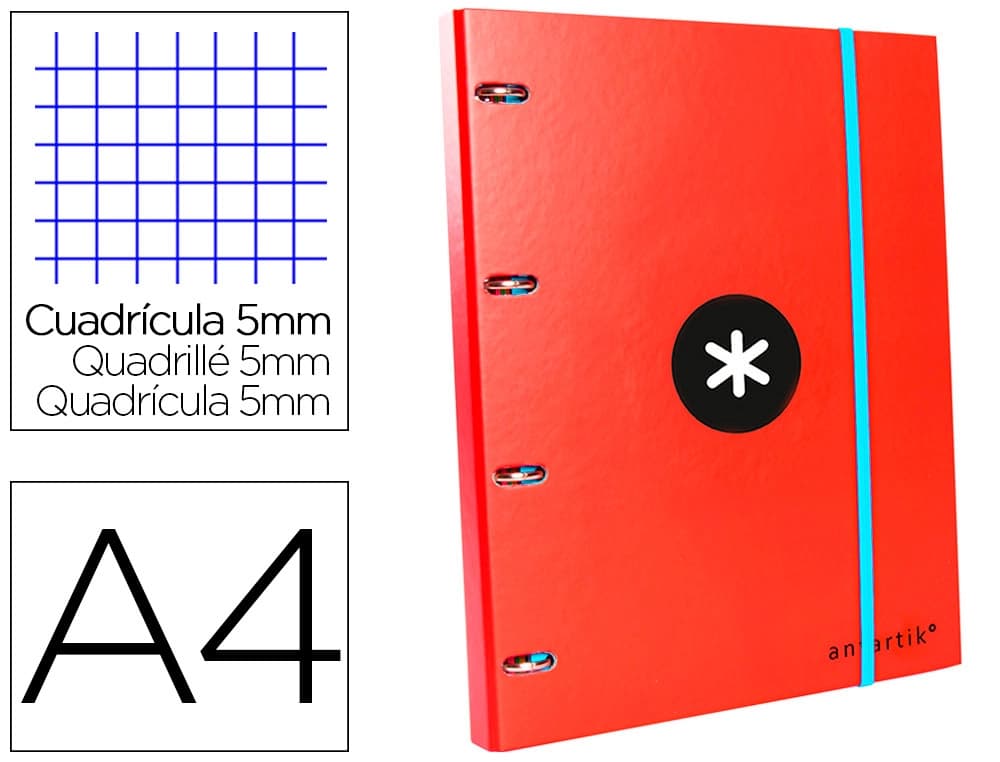 Carpeta antartik a4 forrada 4 anillas 25 mm redondas colores