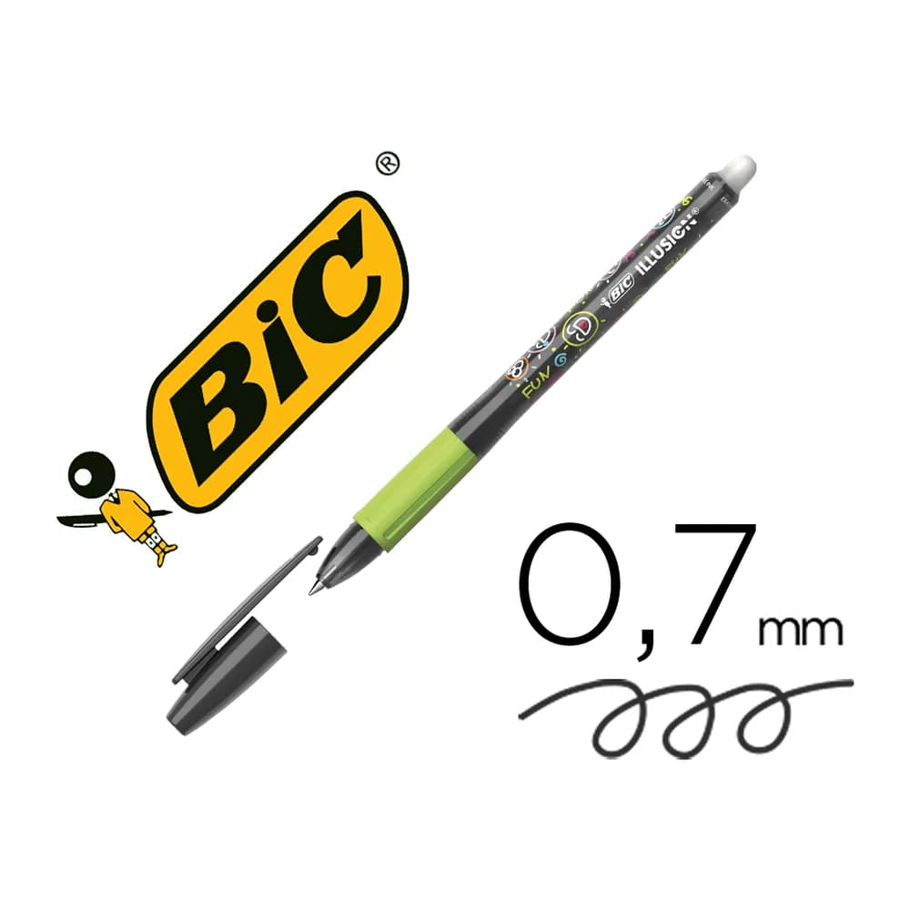 Bic Boligrafo bic gelocity illusion borrable negro punta de 0,7 mm