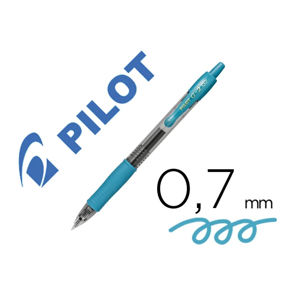 Pilot Boligrafo pilot g-2 azul turquesa tinta gel retractil sujecion de caucho