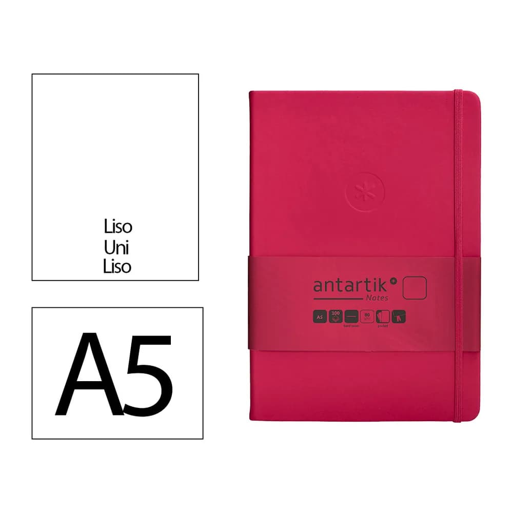 Antartik Cuaderno con gomilla antartik notes tapa dura a5 hojas lisas burdeos 100 hojas 80 gr fsc