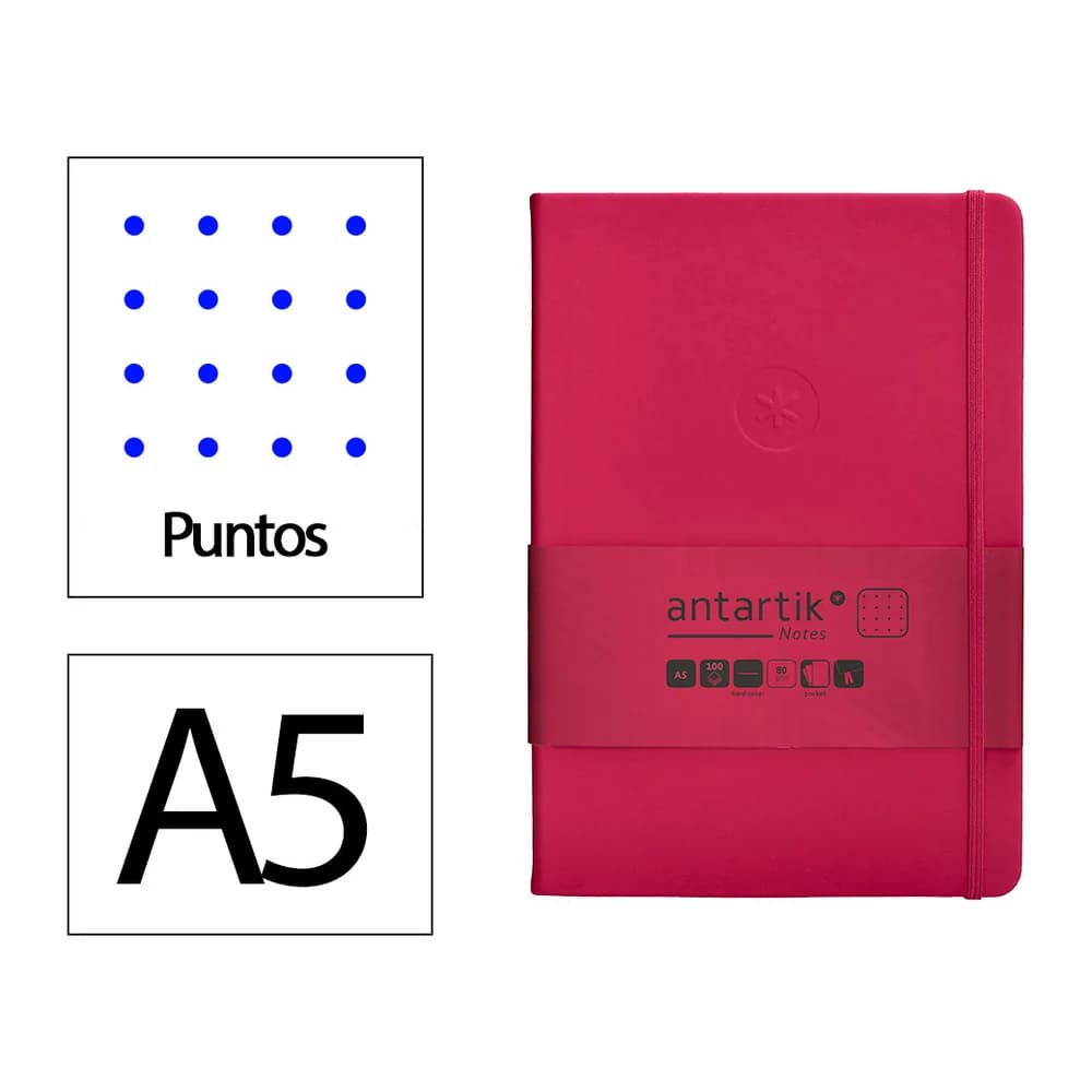 Antartik Cuaderno con gomilla antartik notes tapa dura a5 hojas puntos burdeos 100 hojas 80 gr fsc