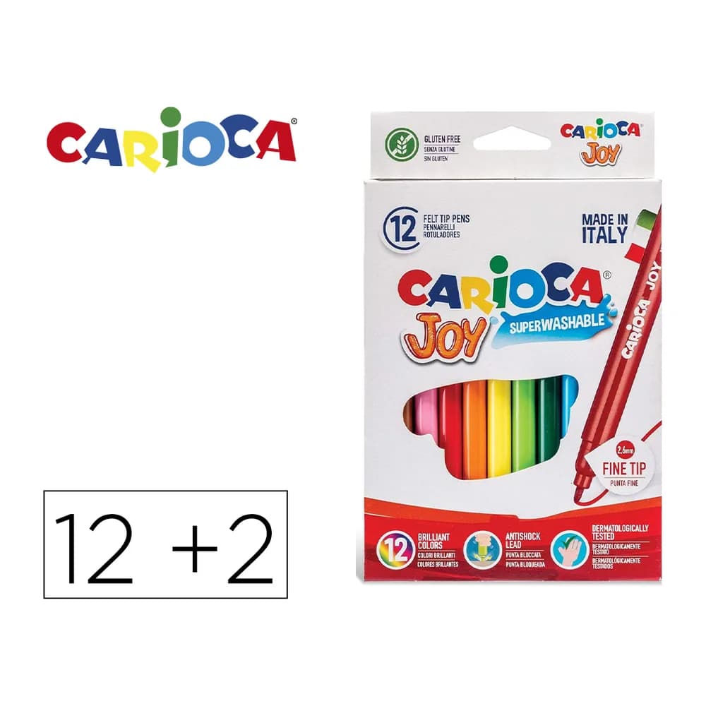 Carioca Rotulador carioca joy estuche de 12 unidades colores surtidos + 2 gratis