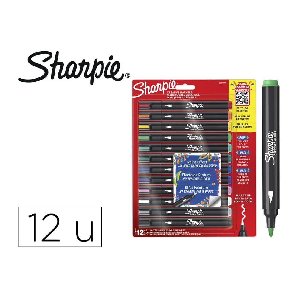 Sharpie Rotulador sharpie acrylic punta redonda blister de 12 unidades colores surtidos