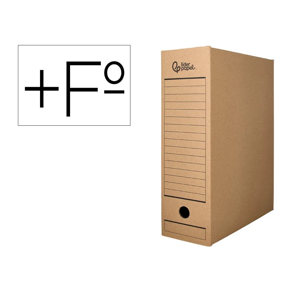 Liderpapel Caja archivo definitivo liderpapel folio prolongado carton reciclado 325g/m2 lomo 116 mm kraft 388x116x275 mm