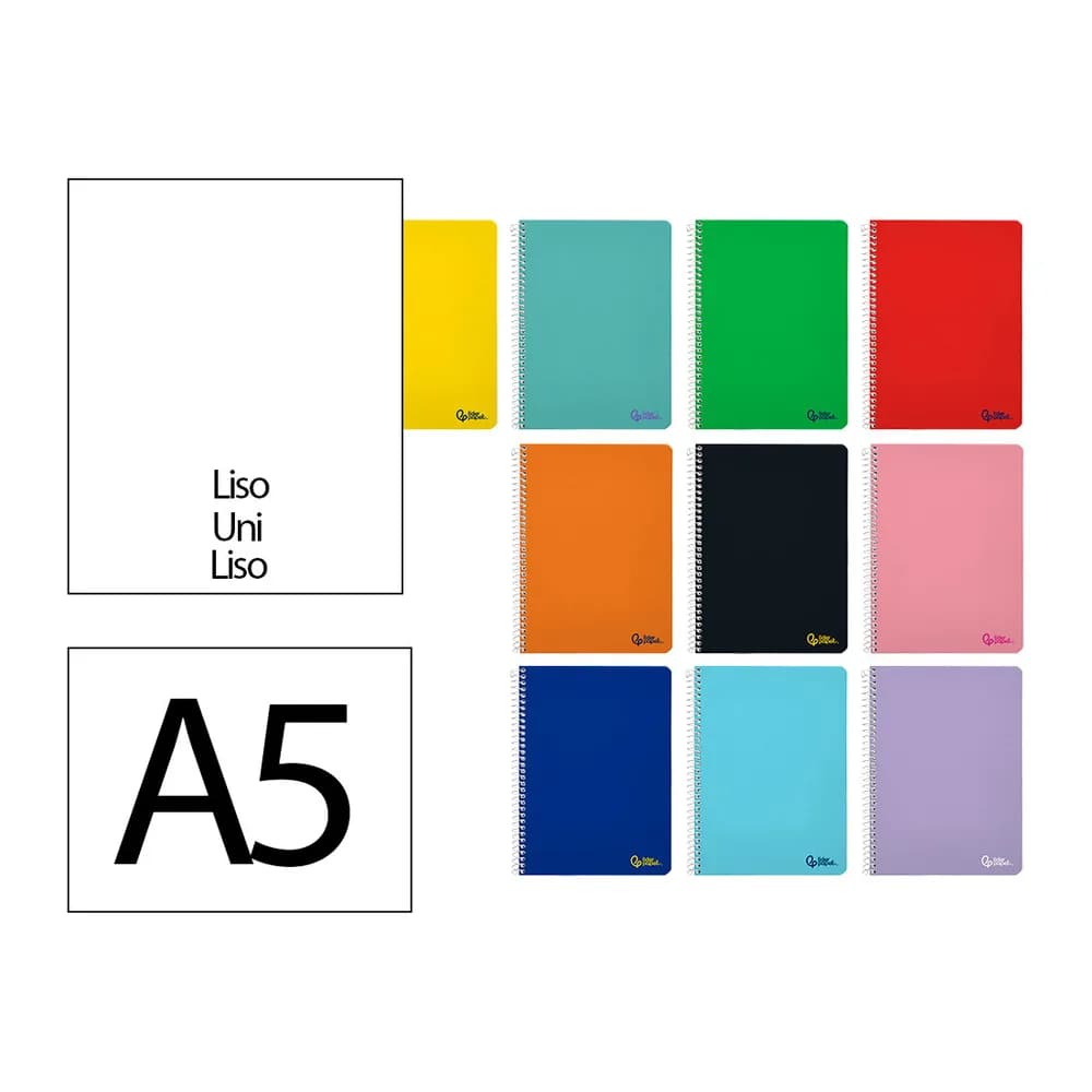 Liderpapel Cuaderno espiral liderpapel smart tapa blanda 80h 75gr liso sin margen colores surtidos
