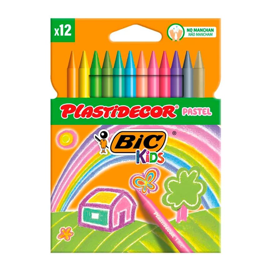 Plastidecor Lapices cera plastidecor pastel caja de 12 unidades colores surtidos