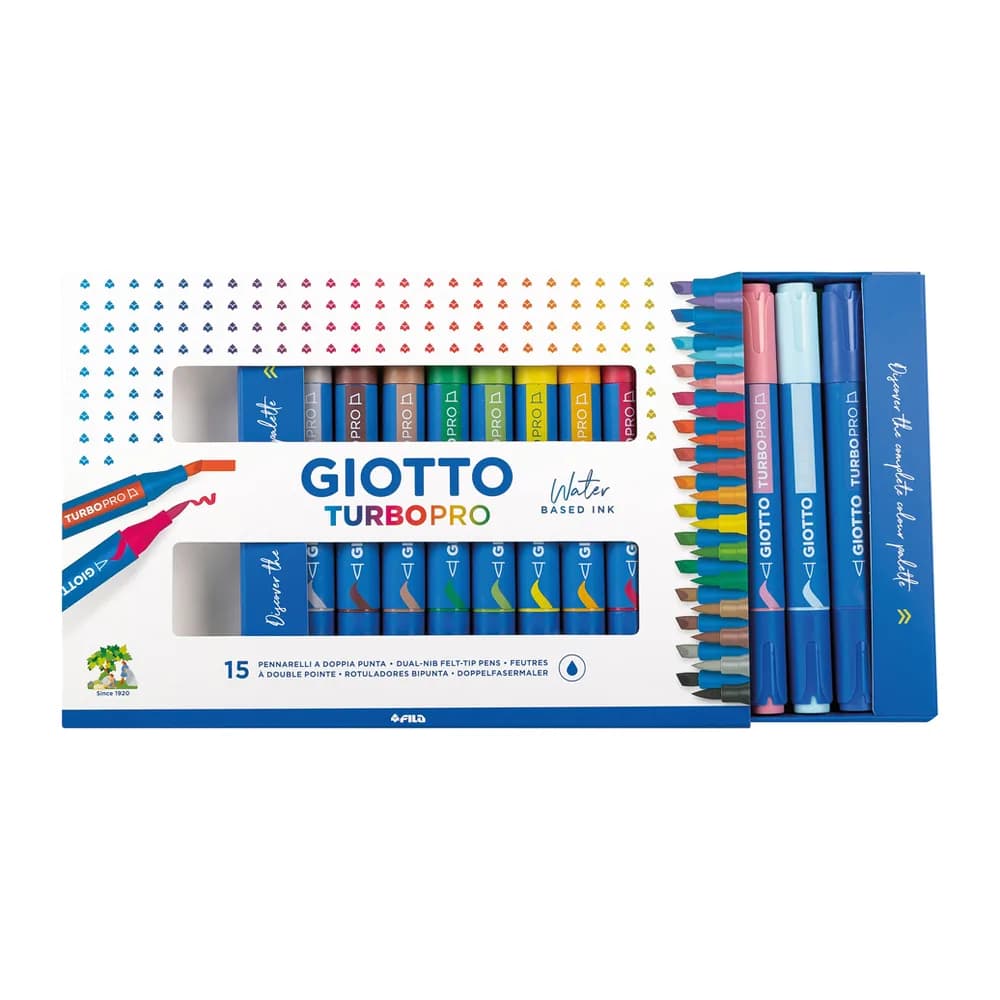 Giotto Rotulador giotto turbo pro acuarelable doble punta estuche de 15 unidades colores surtidos