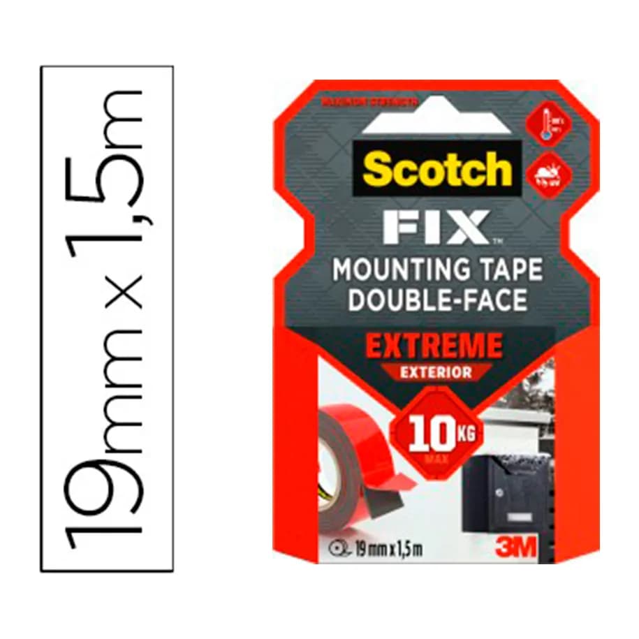 Scotch Soporte adhesivo cinta scotch doble cara ultra resistente 1,5 mt x 19 mm