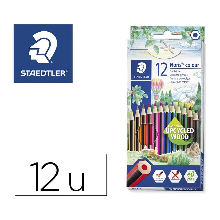 Staedtler Lapices de colores staedtler noris colour slim triangular caja de 12 colores surtidos