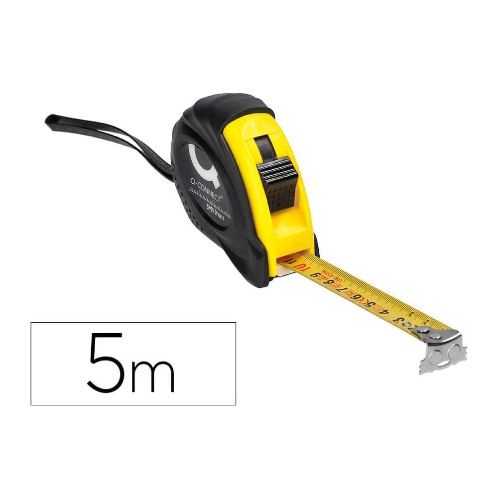 Q-connect Flexometro q-connect con freno material antichoque 19 mm de ancho longitud 5 mt