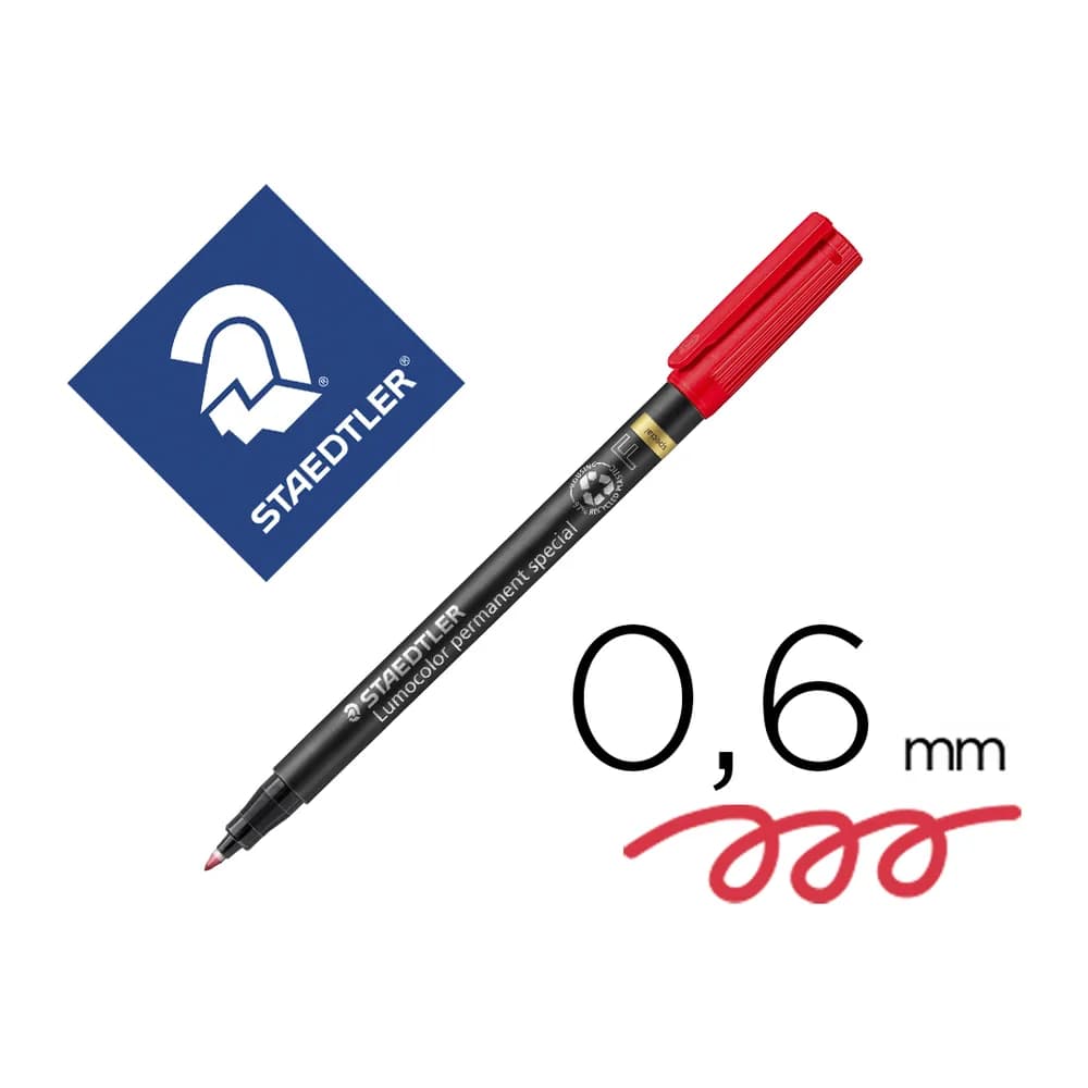 Staedtler Rotulador lumocolor staedtler retroproyeccion punta de fibra permanente 319-2 rojo punta fina redonda 0.6 mm