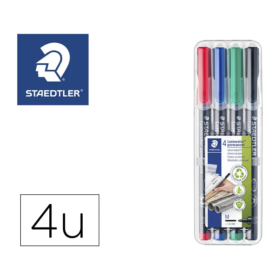 Staedtler Rotulador staedtler lumocolor retroproyeccion punta de fibra permanente 317 wp estuche 4 colores punta media