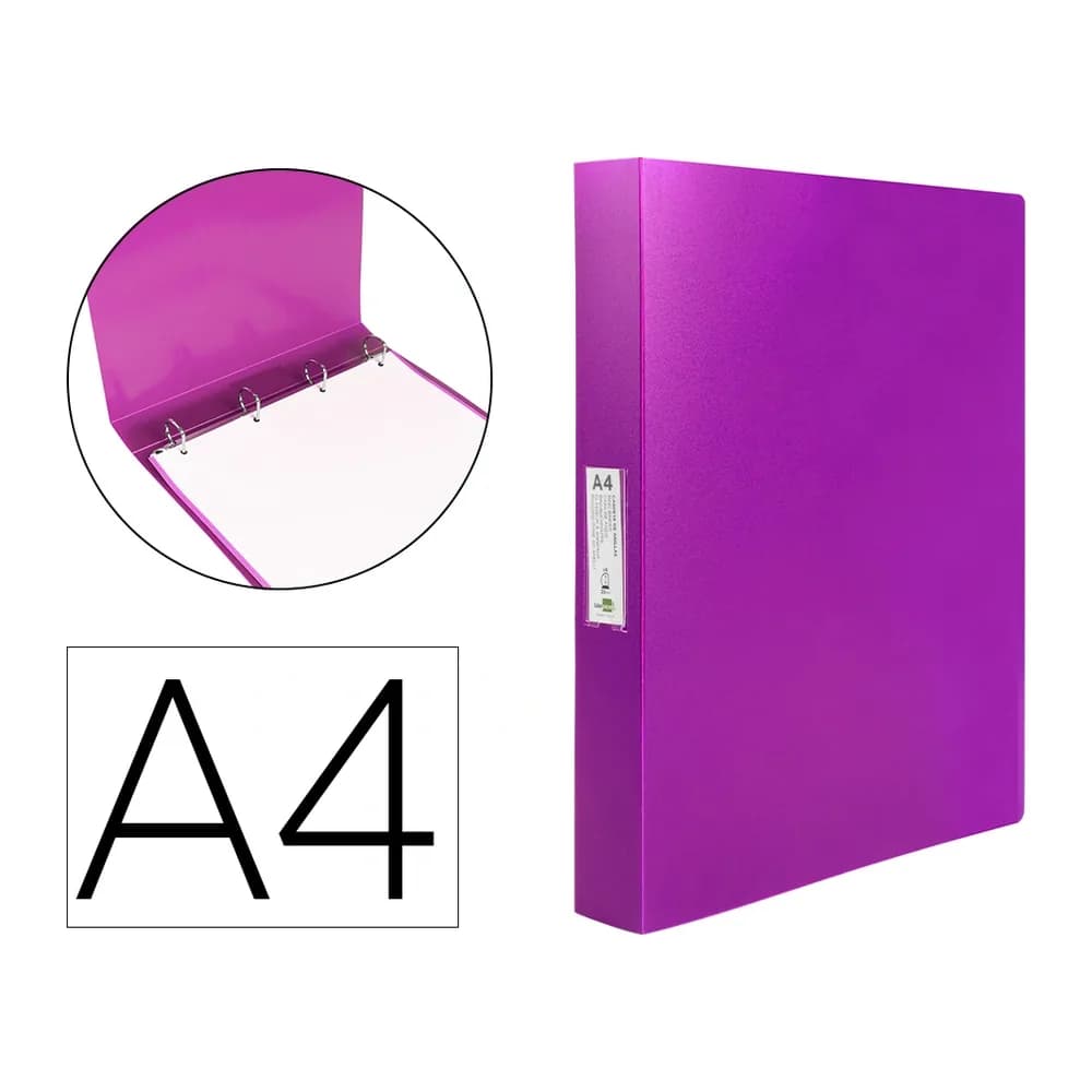 Liderpapel Carpeta liderpapel 4 anillas 25 mm mixtas polipropileno din a4 lavanda opaco