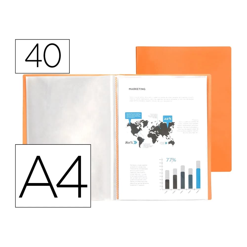 Liderpapel Carpeta liderpapel escaparate 40 fundas polipropileno din a4 naranja fluor opaco