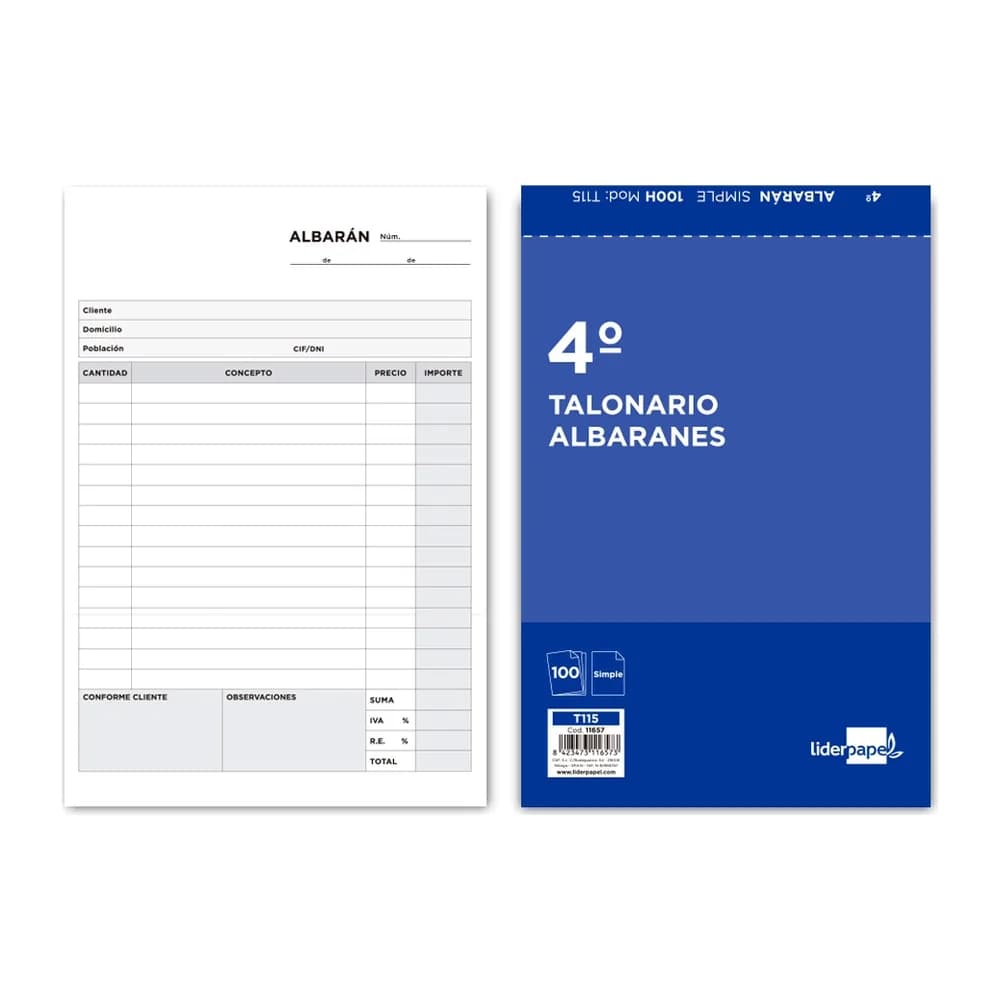 Liderpapel Talonario liderpapel albaran cuarto original t115