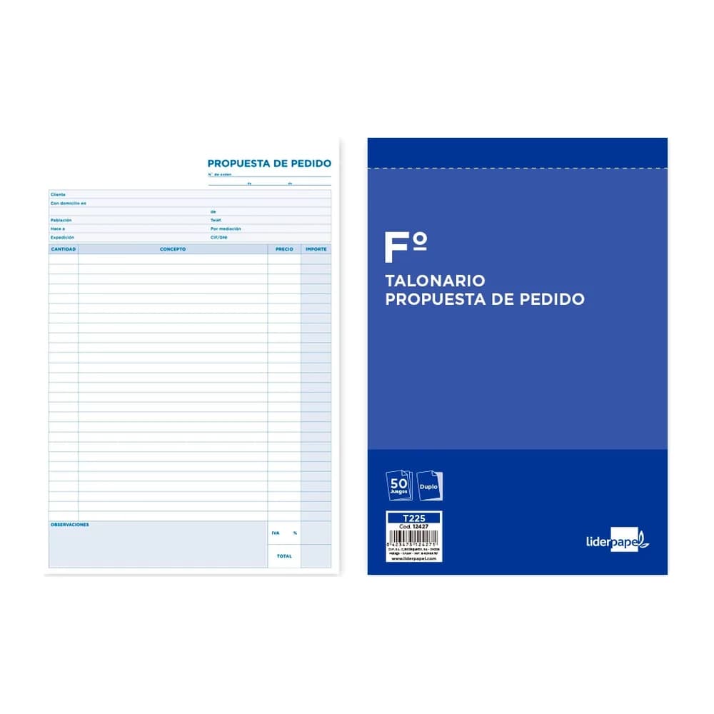 Liderpapel Talonario liderpapel pedidos folio original y copia t225