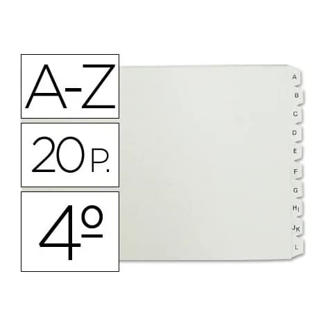 Multifin Separador alfabetico multifin 3003 plastico cuarto apaisado 20 pestañas 215x155 mm