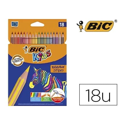 Bic Lapices de colores bic evolution stripes caja de 18 colores surtidos