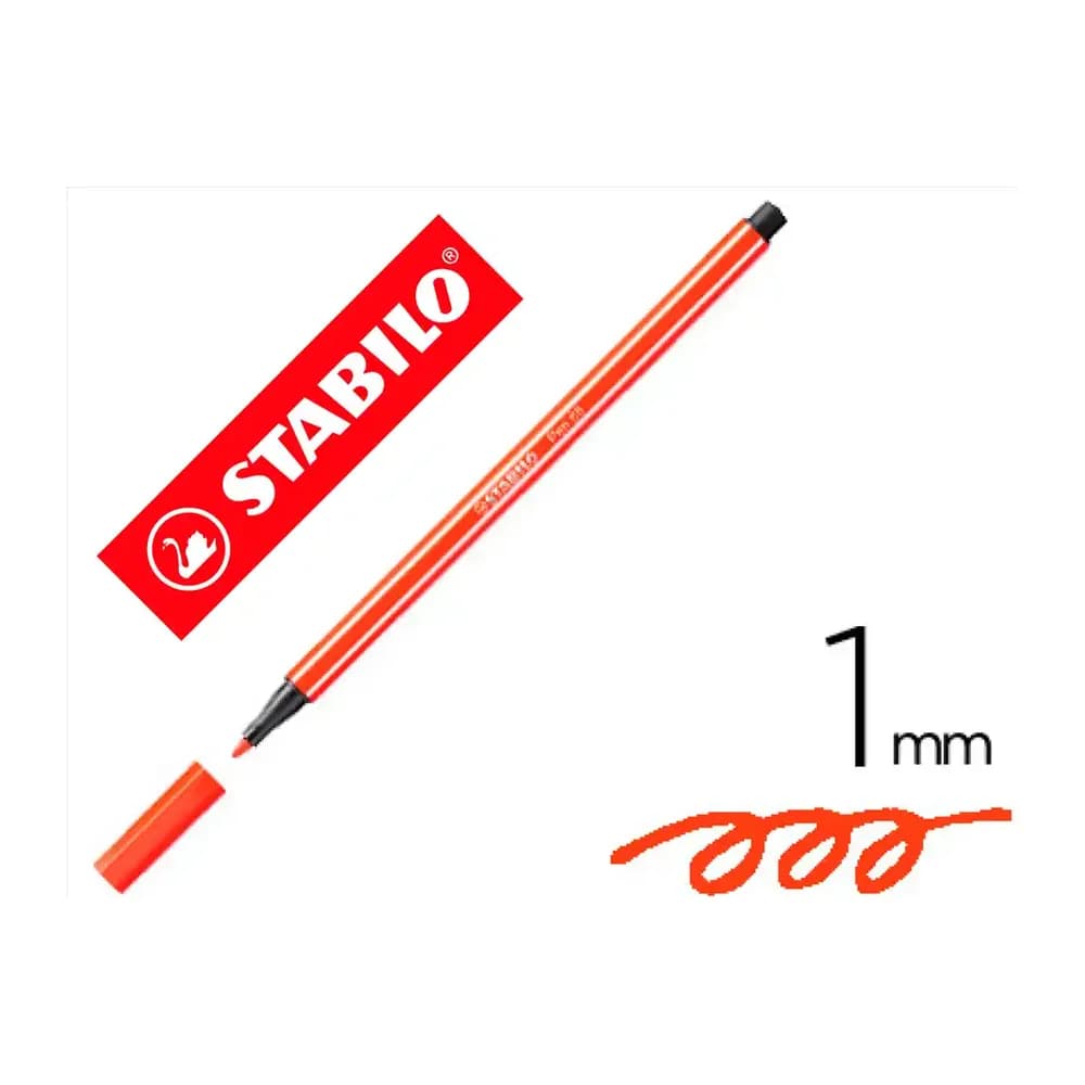 Stabilo Rotulador stabilo acuarelable pen 68 bermellon punta gruesa 1mm