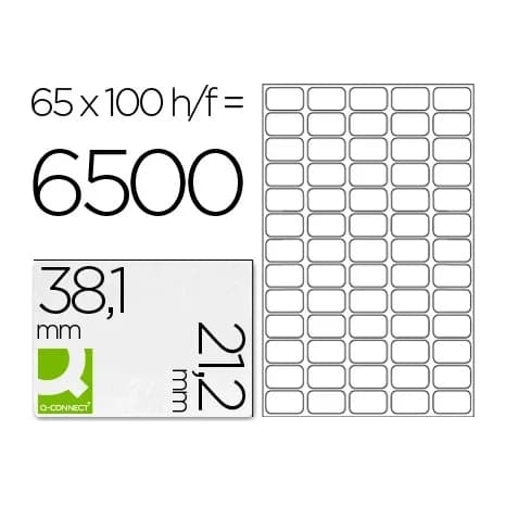 Q-connect Etiqueta adhesiva q-connect kf15386 tamaño 38,1x21,2 mm fotocopiadora laser ink-jet caja con 100 hojas din a4