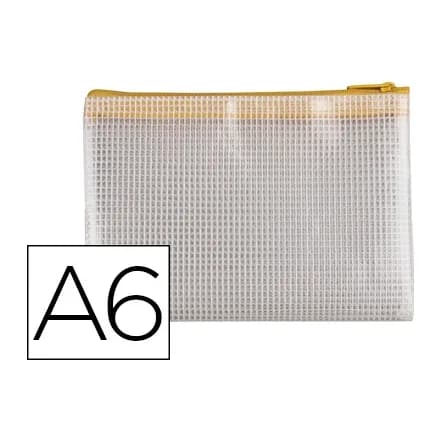 Q-connect Bolsa multiusos q-connect malla din a6 apertura superior con cremallera amarillo