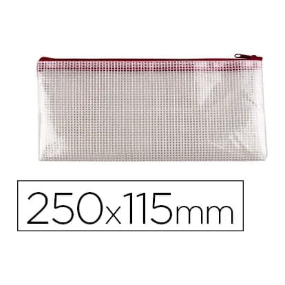Q-connect Bolsa multiusos q-connect malla cheque 250x115 mm apertura superior con cremallera rojo