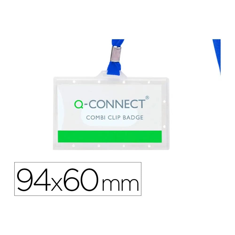 Q-connect Identificador q-connect kf17112 con cordon plano azul y apertura lateral 94x60 mm