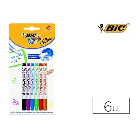 Bic Rotulador bic kids velleda para pizarra blister de 6 unidades colores surtidos