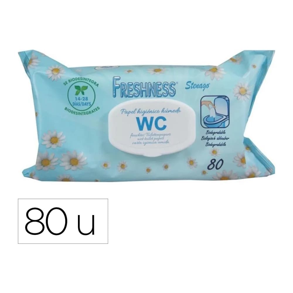 Freshness Papel higienico humedo freshness paquete con tapa de 80 unidades