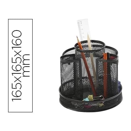 Q-connect Organizador sobremesa q-connect kf17294 metalico giratorio rejilla negra 165x165x160 mm