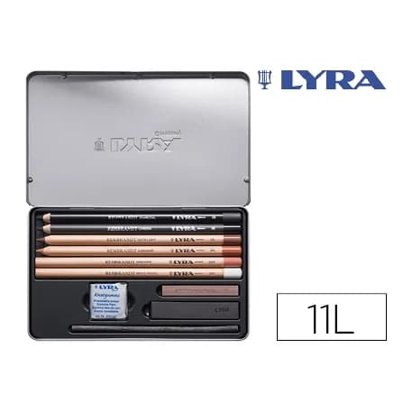 Lyra Lapices lyra rembrandt monocromo con accesorios para esbozos caja metalica de 11 unidades