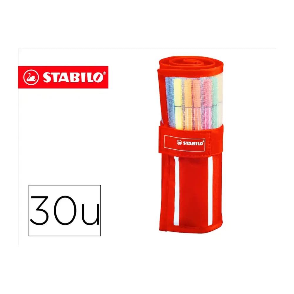 Stabilo Rotulador stabilo punta de fibra pen 68 estuche rollerset de 30 unidades colores surtidos