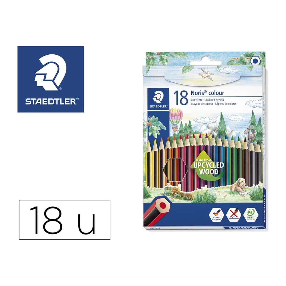 Staedtler Lapices de colores staedtler upcycled wood ecologico 18 colores en caja de carton