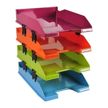 Exacompta Bandeja sobremesa exacompta plastico arlequin set de 4 unidades colores surtidos 346x254x243 mm