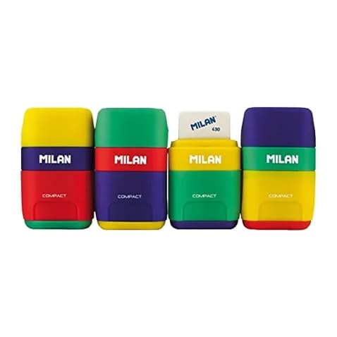 Milan Sacapuntas milan plastico 2 usos con goma compact mix