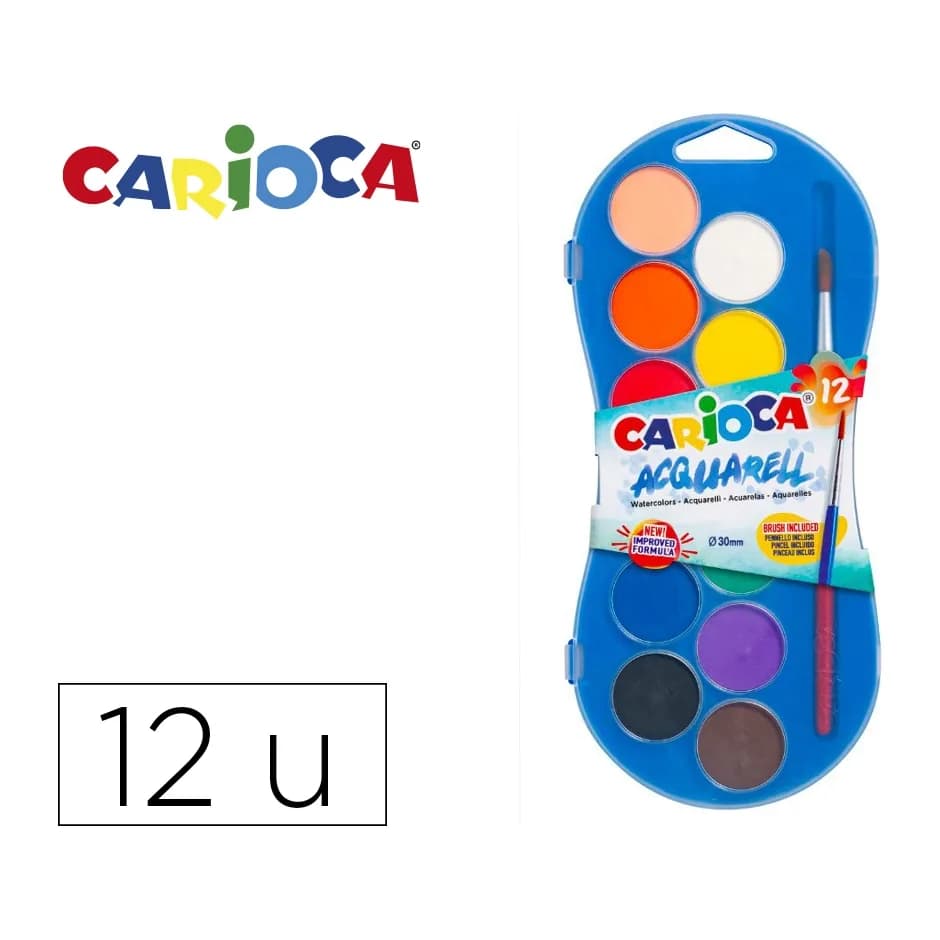 Carioca Acuarela carioca 12 colores con pincel estuche de plastico