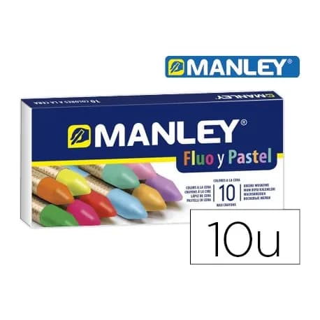 Manley Lapices cera manley fluor y pastel caja de 10 colores surtidos