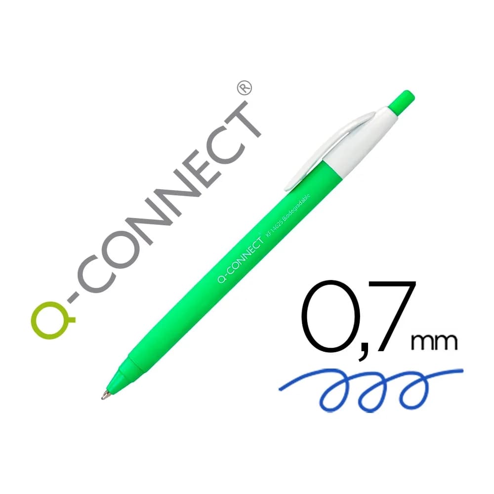 Q-connect Boligrafo q-connect retractil kf14625 biodegradable verde tinta azul
