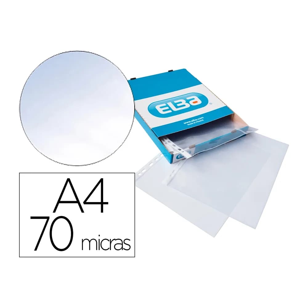 Elba Funda multitaladro elba standard din a4 70 micras cristal caja de 100 unidades