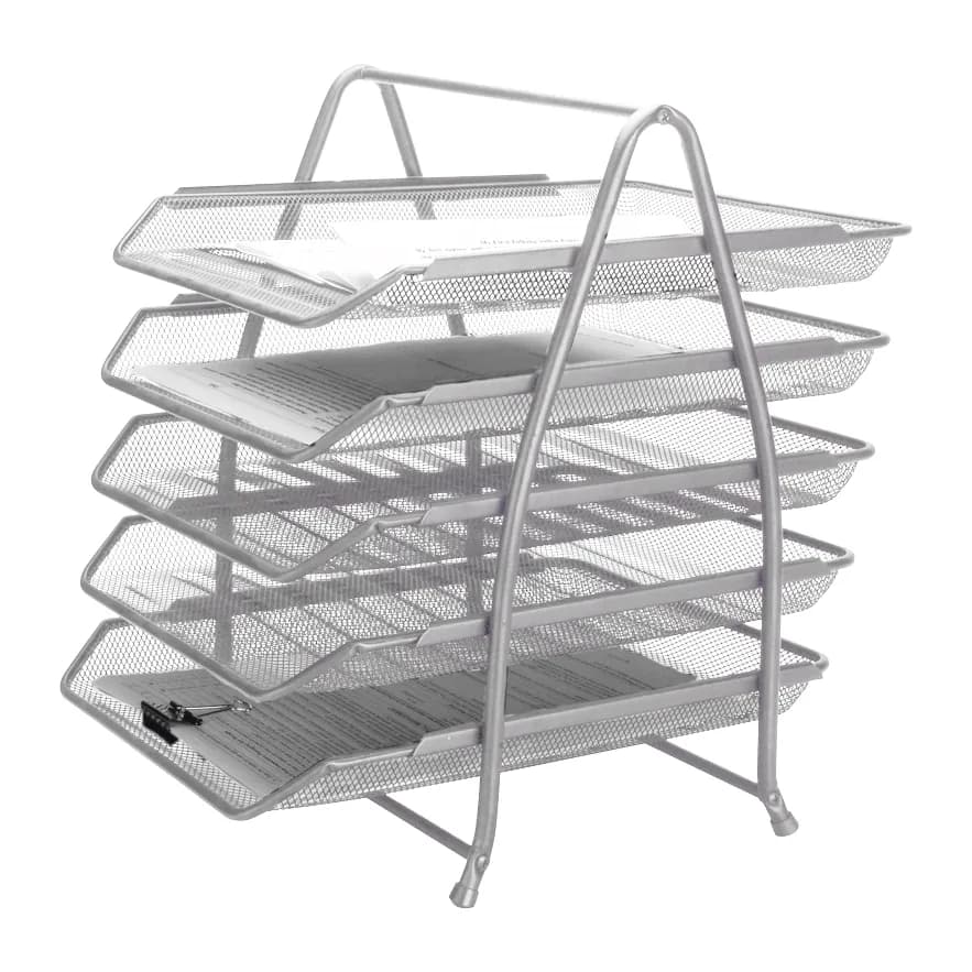 Q-connect Bandeja sobremesa metalica q-connect kf18476 rejilla plata 5 bandejas movibles 350x275x375 mm