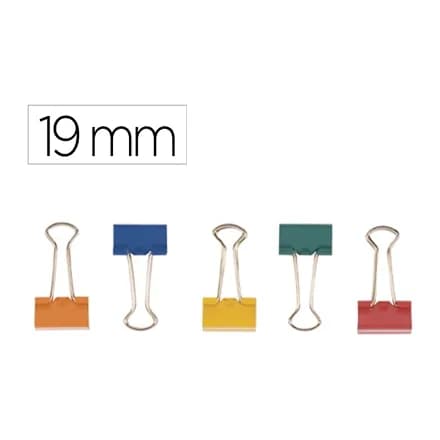 Q-connect Pinza metalica q-connect reversible n.1 19 mm caja de 10 unidades colores surtidos