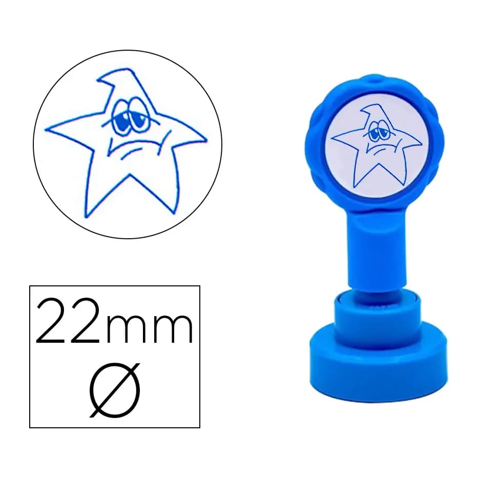 Artline Sello artline emoticono estrella triste color azul 22 mm diametro