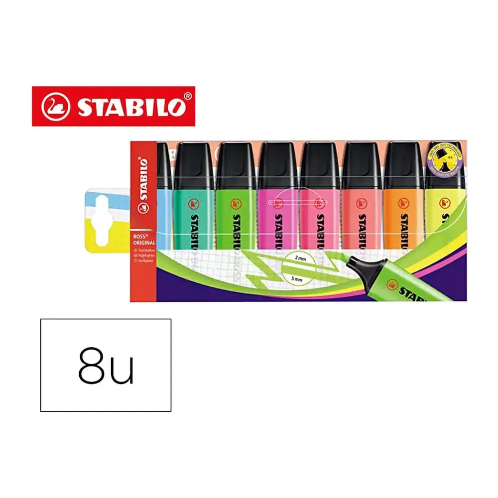 Stabilo Rotulador stabilo boss fluorescente 70 estuche de 8 unidades colores surtidos