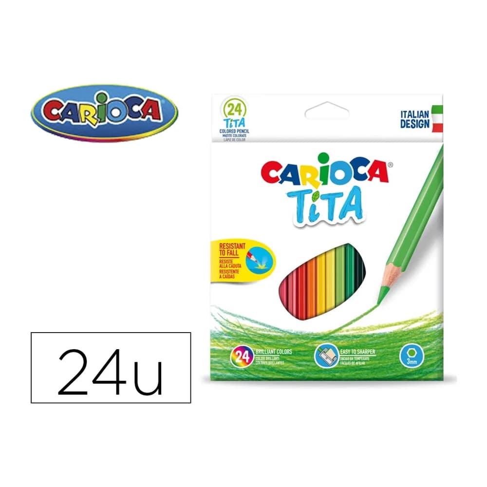 Carioca Lapices de colores carioca tita hexagonal caja de 24 unidades colores surtidos