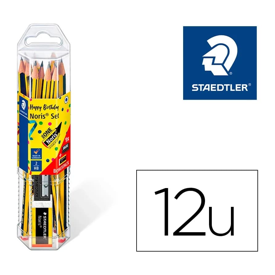 Staedtler Lapices de grafito staedtler noris n.2 hb blister promocional 120 aniversario de12 uds + afilalapiz + goma