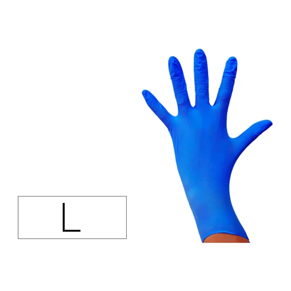 Blanca Guantes de nitrilo desechable sensitive sin polvo talla l grande color azul caja de 100 unidades