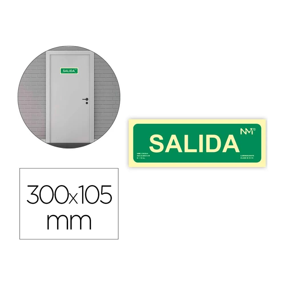 Archivo 2000 Pictograma archivo 2000 salida pvc verde luminiscente 300x105 mm pack de 2 unidades