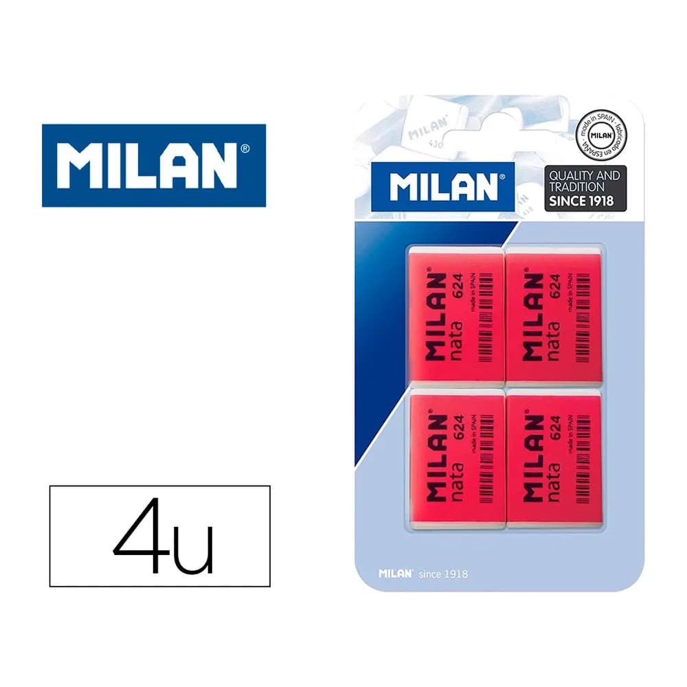 Milan Goma de borrar milan nata 624 blister de 4 unidades