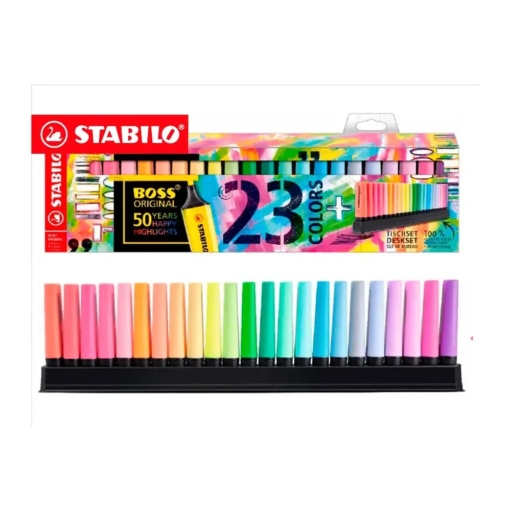 Stabilo Rotulador stabilo boss fluorescente 70 deskset estuche de 23 unidades colores surtidos